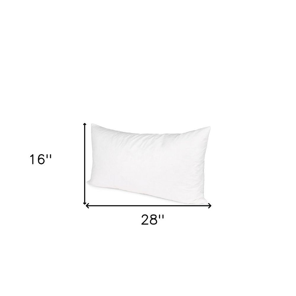 16" X 28" White Cotton Down Blend Throw Pillow Insert