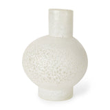 9" White Mottled Handblown Glass Table Vase