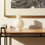 9" White Mottled Handblown Glass Table Vase