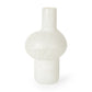 12" White Mottled Handblown Glass Table Vase