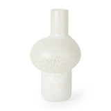 12" White Mottled Handblown Glass Table Vase