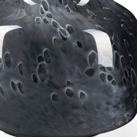 9" Black Mottled Round Glass Table Vase