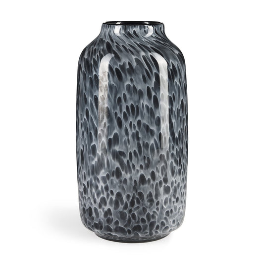 12" Black Mottled Cylinder Glass Table Vase