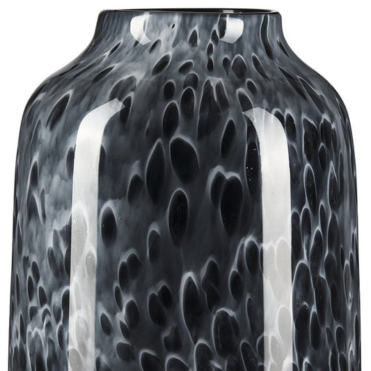 15" Black Mottled Cylinder Glass Table Vase