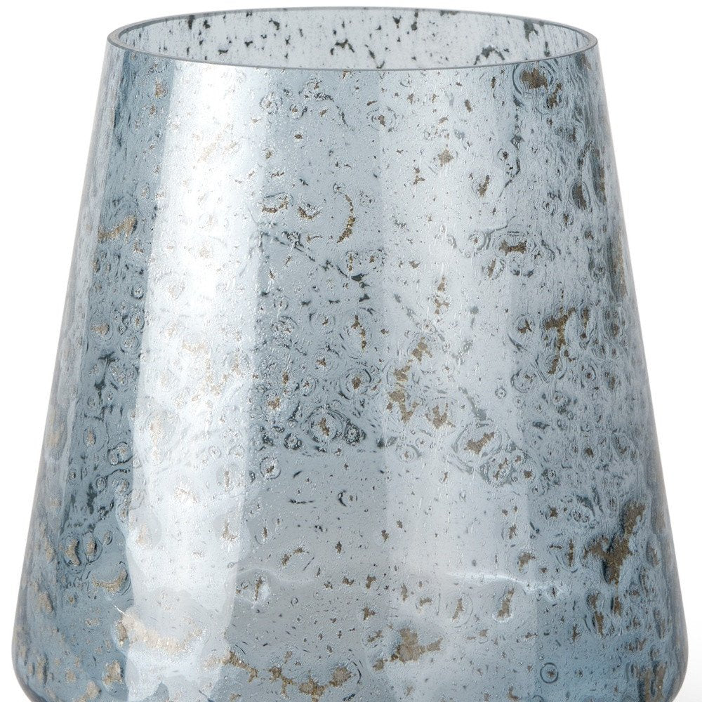 9" Blue Round Seeded Glass Table Vase