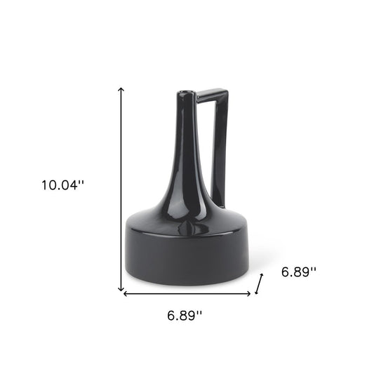 10" Black Ceramic Jug Vase