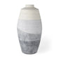 17" Cream And Gray Geometric Ceramic Table Vase