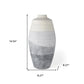 17" Cream And Gray Geometric Ceramic Table Vase