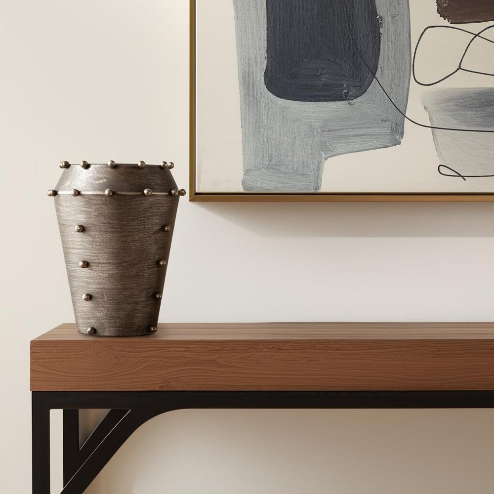 9" Silver Metal Table Vase