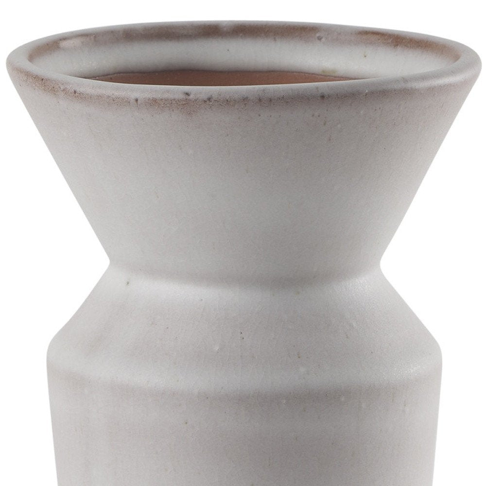 10" Cream Ceramic Table Vase