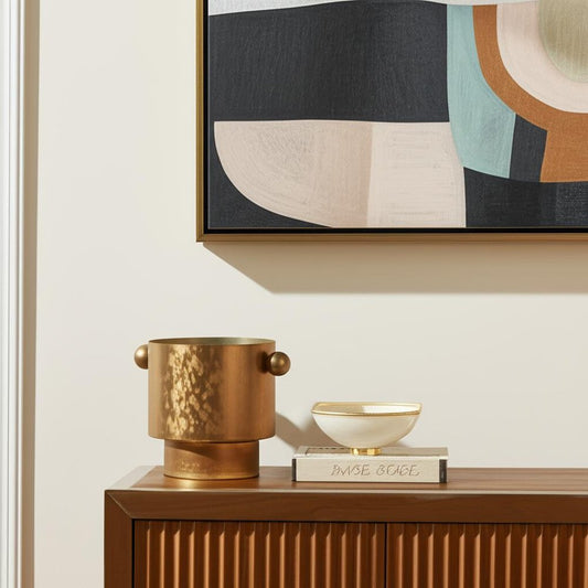 9" Gold Cast Iron Round Table Vase