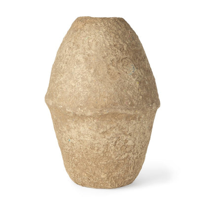 18" Beige Paper Mache Cylinder Table Vase