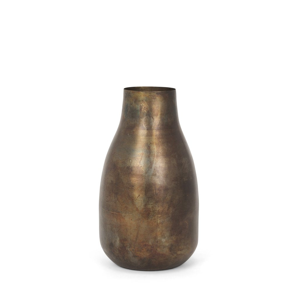 12" Antiqued Gold Metal Table Vase