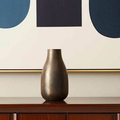 12" Antiqued Gold Metal Table Vase