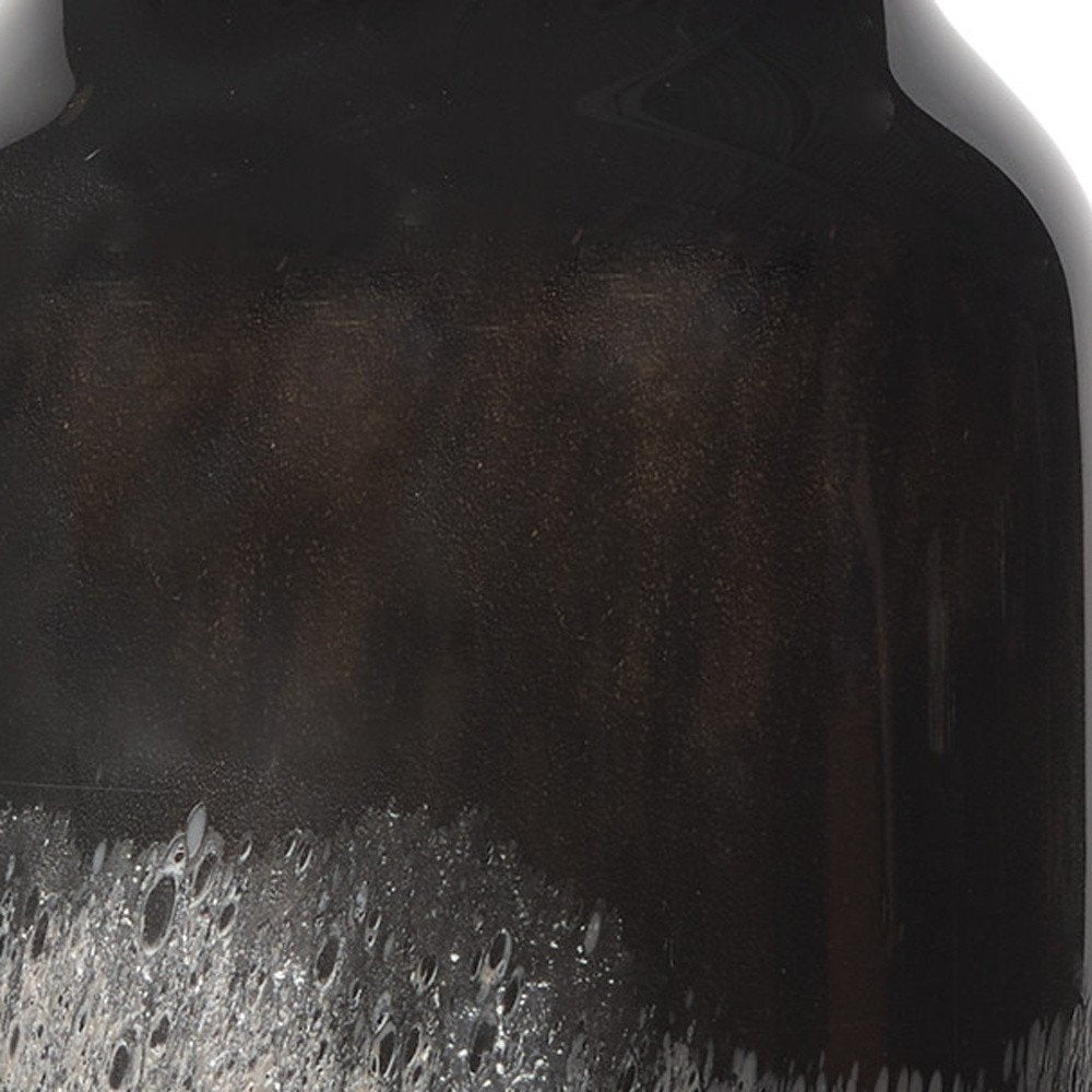 10" Black And Gray Abstract Glass Cylinder Table Vase