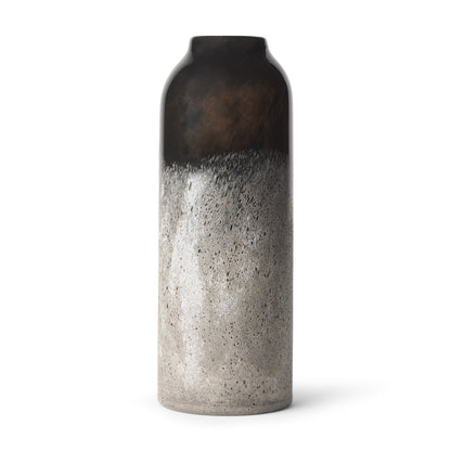 12" Black And Gray Glass Cylinder Table Vase