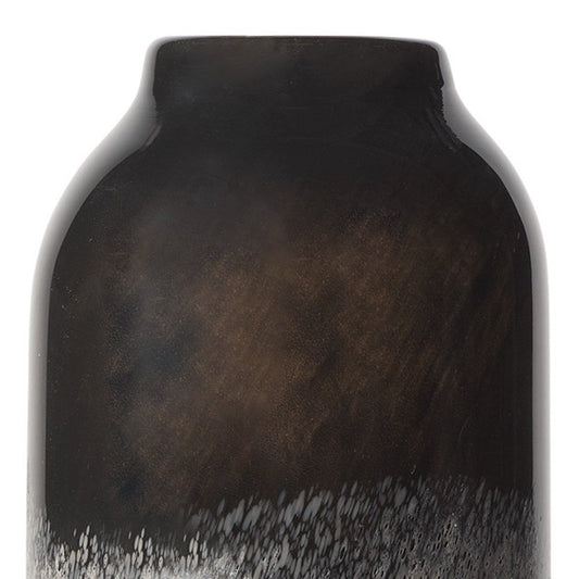 12" Black And Gray Glass Cylinder Table Vase