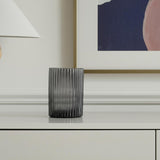 8" Black Cylinder Ribbed Glass Table Vase