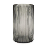 11" Black Cylinder Ribbed Glass Table Vase