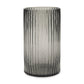 11" Black Cylinder Ribbed Glass Table Vase