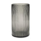 11" Black Cylinder Ribbed Glass Table Vase