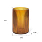 8" Amber Cylinder Ribbed Glass Table Vase