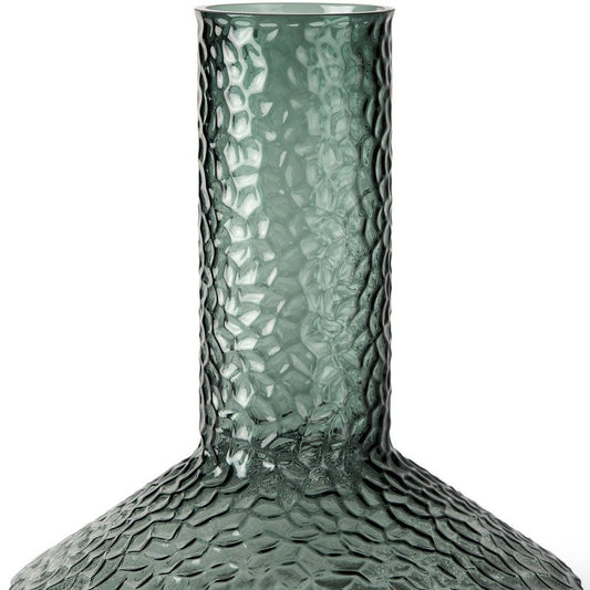 12" Green Faceted Glass Table Vase