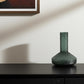 12" Green Faceted Glass Table Vase