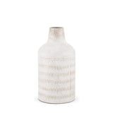 11" Off White And Natural Geometric Metal Cylinder Table Vase