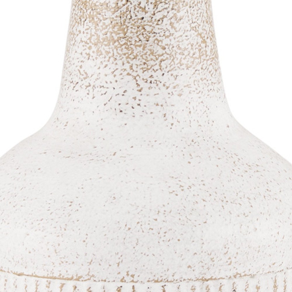 11" Off White And Natural Geometric Metal Cylinder Table Vase