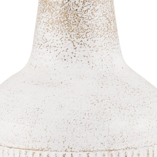 11" Off White And Natural Geometric Metal Cylinder Table Vase