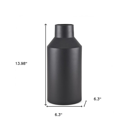 14" Black Metal Table Vase