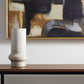 13" Off White And Gold Metal Cylinder Table Vase