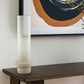 19" Off White And Gold Metal Cylinder Table Vase