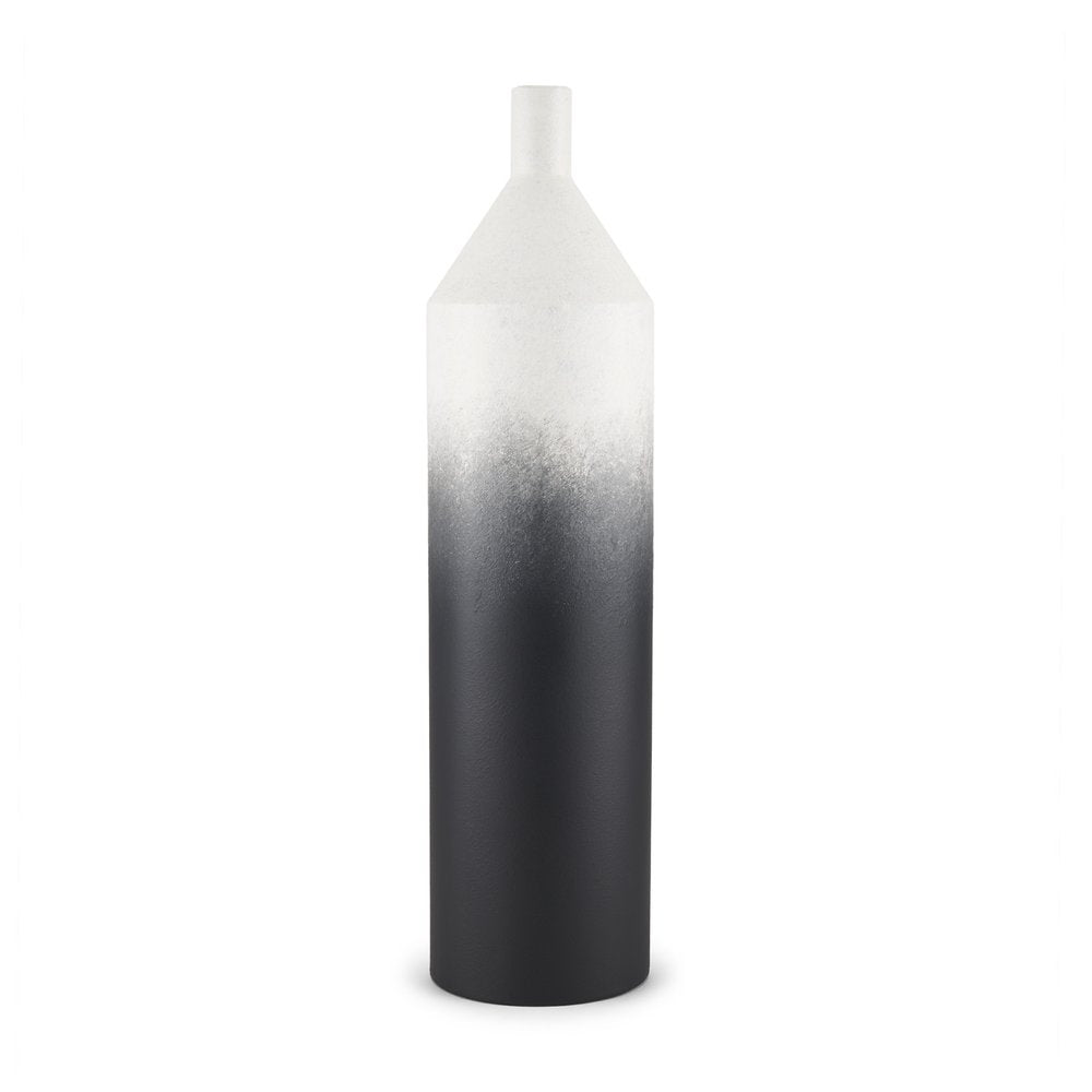 24" Black And White Ombre Metal Table Vase