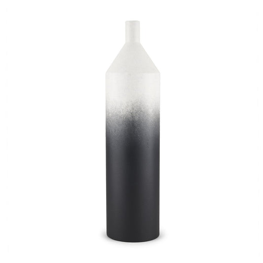 24" Black And White Ombre Metal Table Vase