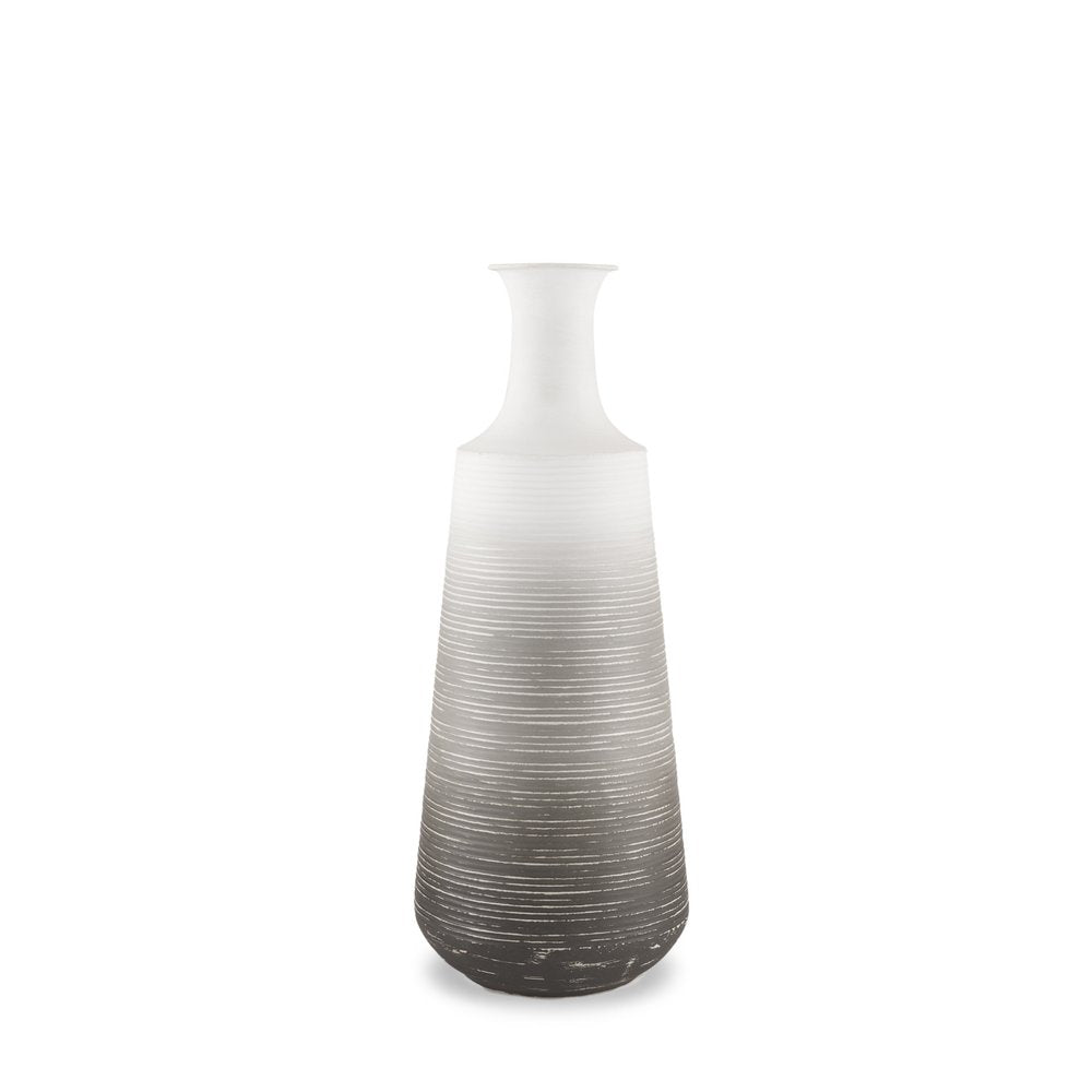 20" Gray And White Ombre Metal Table Vase