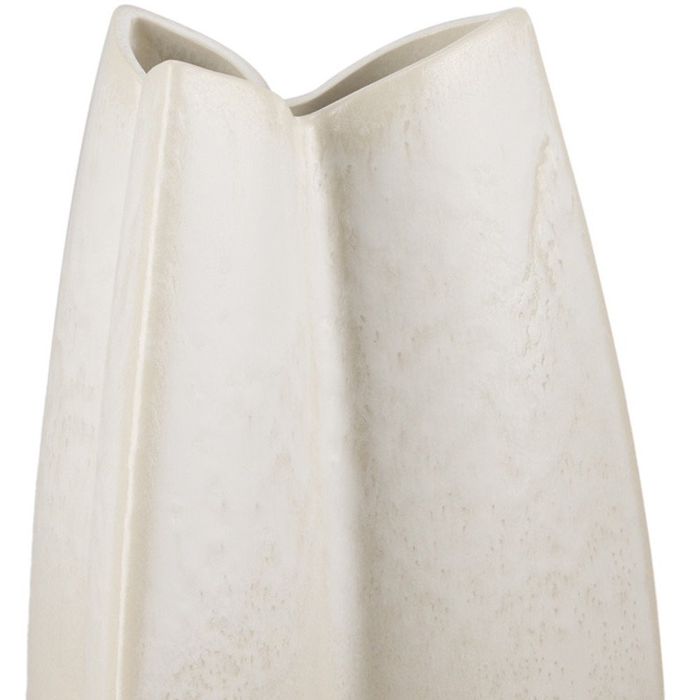 14" Cream And Beige Color Block Ceramic Table Vase