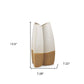 14" Off White And Tan Color Block Ceramic Table Vase