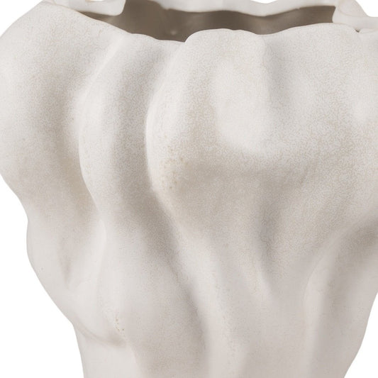 12" Cream Abstract Sculptural Ceramic Table Vase