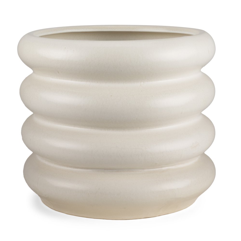 14" Cream Cylinder Ceramic Table Vase