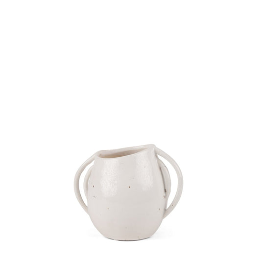 7" Cream Speckle Ceramic Amphora Table Vase