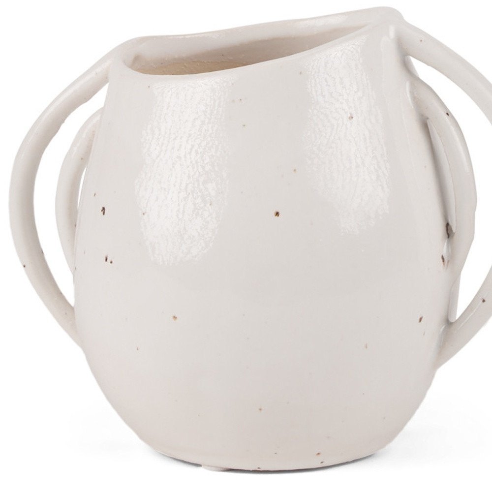 7" Cream Speckle Ceramic Amphora Table Vase