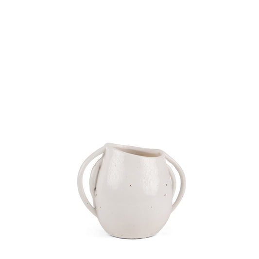 7" Cream Speckle Ceramic Amphora Table Vase