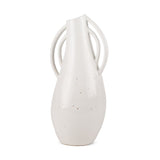 14" Off White Speckle Ceramic Amphora Table Vase