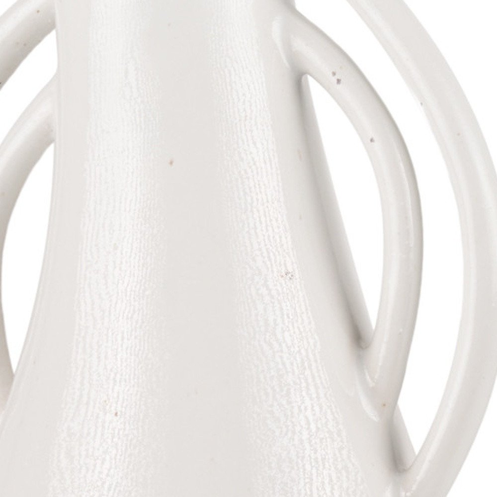 14" Off White Speckle Ceramic Amphora Table Vase