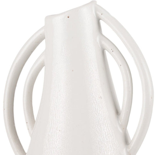 14" Off White Speckle Ceramic Amphora Table Vase