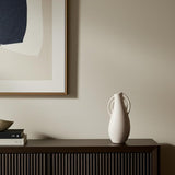 14" Off White Speckle Ceramic Amphora Table Vase