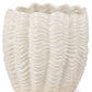 11" Cream Ceramic Sculptural Waves Table Vase