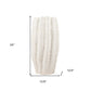 24" Cream Cylinder Ceramic Sculptural Waves Table Vase